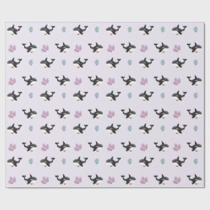 Papel De Regalo Patrón de ballena orca linda para guardería de vid