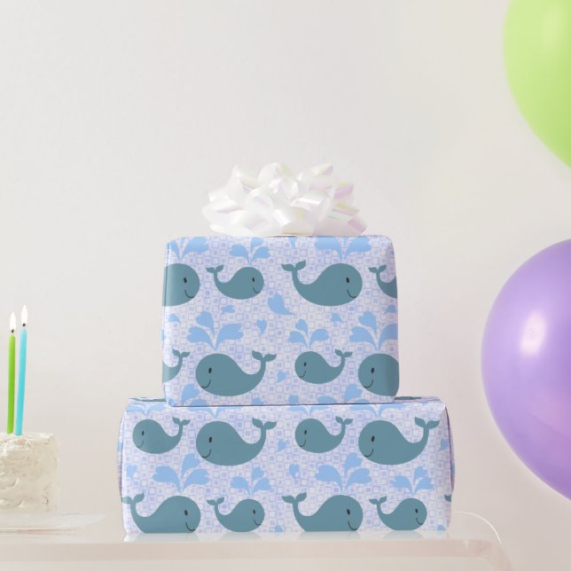 Papel De Regalo Patrón de ballenas azules (Regalos de fiesta)