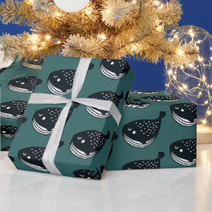 Papel De Regalo Patrón de ballenas de arte popular