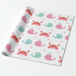 Papel De Regalo Patrón de ballenas y cangrejos