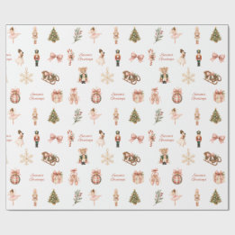 Papel De Regalo Patrón de ballet de cascanueces con acuarela rosa