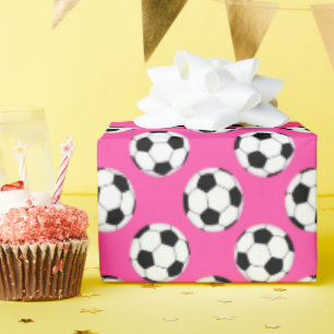 Papel De Regalo Patrón de Balón de Fútbol Rosa
