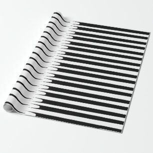 Papel De Regalo Patrón de banda Blanco negro Resumen único estilo