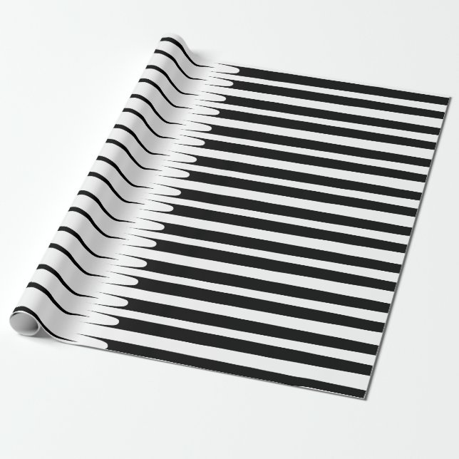 Papel De Regalo Patrón de banda Blanco negro Resumen único estilo (Desenrollado)