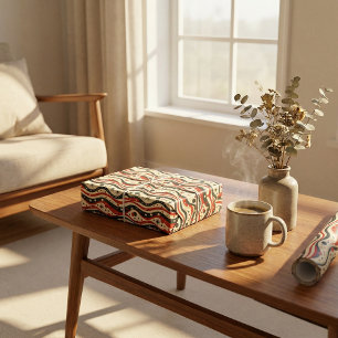 Papel De Regalo Patrón de banda ondulada retro con estrellas y cír