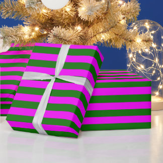 Papel De Regalo Patrón de banda rosa cálida verde oscuro