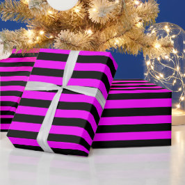 Papel De Regalo Patrón de banda rosa caliente negro