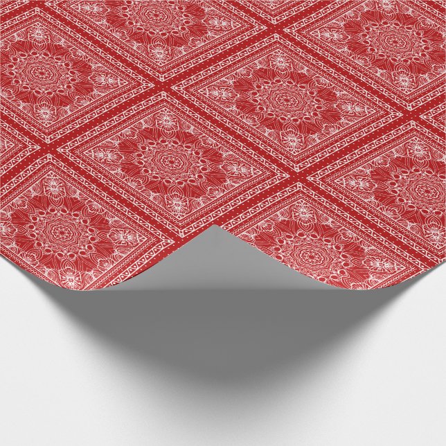 Papel De Regalo patrón de bandana roja y blanca (Esquina)