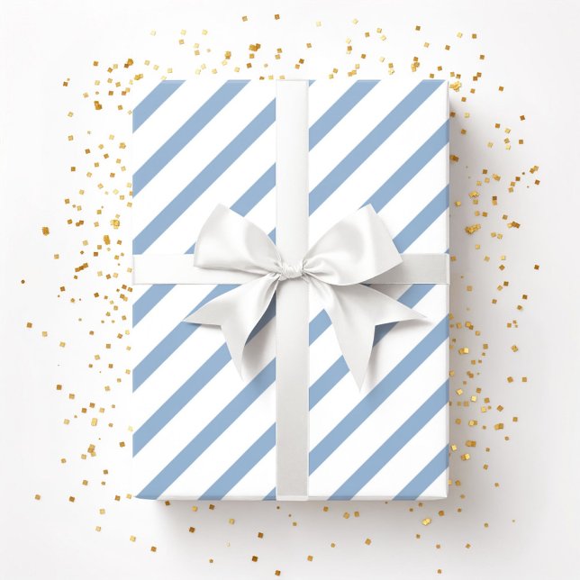 Papel De Regalo Patrón de bandas blancas en polvo (Powder Blue White Stripes Pattern Wrapping Paper)