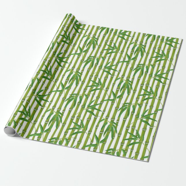 Papel De Regalo Patrón de bandas de bambú verde (Desenrollado)