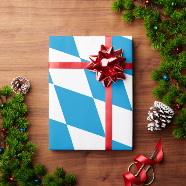 Papel De Regalo Patrón de bandera de diamantes de Baviera azul y b (Regalo de vacaciones)