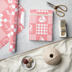 Papel De Regalo Patrón de barco de vela rosa