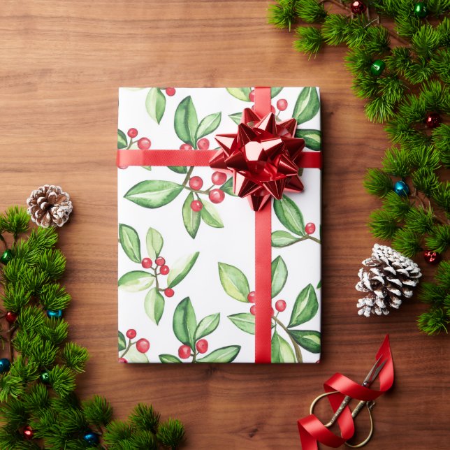 Papel De Regalo Patrón de bayas de invierno (Regalo de vacaciones)