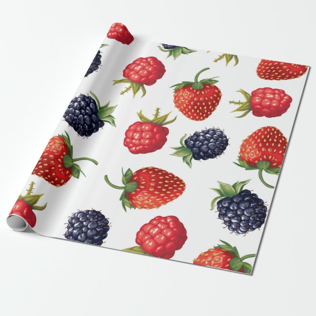 Papel De Regalo Patrón de bayas maduras (Desenrollado)