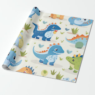 Papel De Regalo Patrón de bebé de dinosaurios coloridos