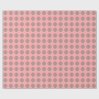Papel De Regalo Patrón de béisbol gris en fondo rosa