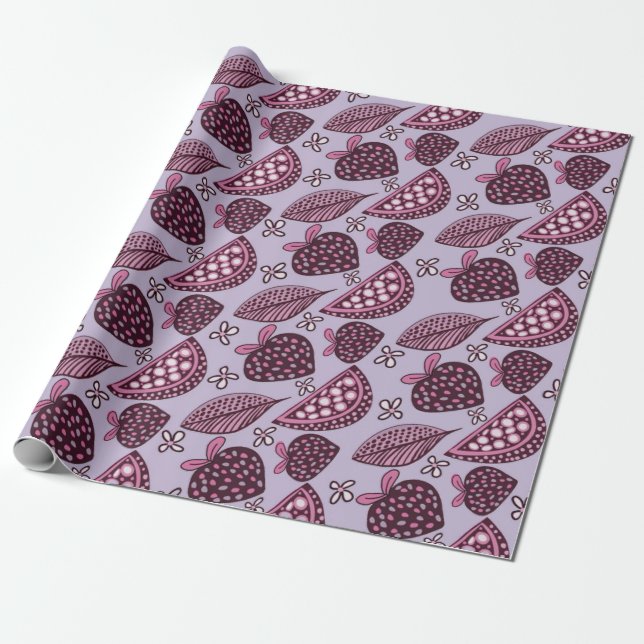 Papel De Regalo Patrón de Berry y Fruity de moda (Desenrollado)