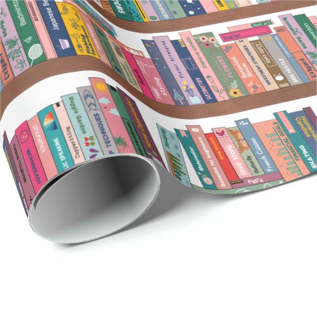Papel De Regalo Patrón de biblioteca elegante (Esquina del rollo)