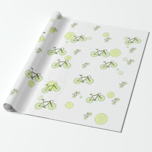 Papel De Regalo patrón de bicicleta de limón verde