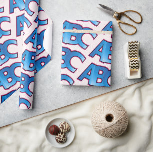 Papel De Regalo Patrón de bloque alfabético ABC azul