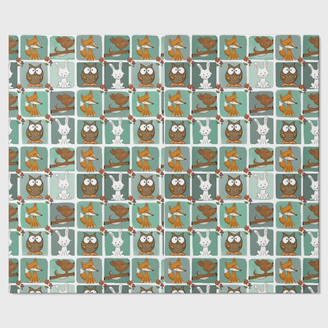 Papel De Regalo Patrón de bloques de animales de Woodland (Costura)