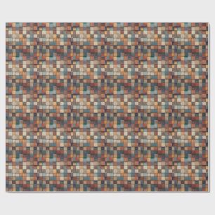 Papel De Regalo Patrón de bloques de madera rústicos y coloridos