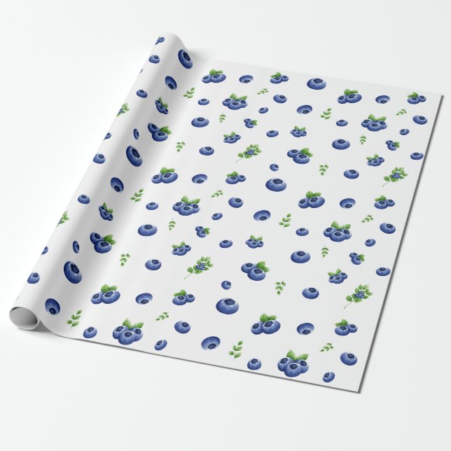 Papel De Regalo Patrón de Blueberry (Desenrollado)