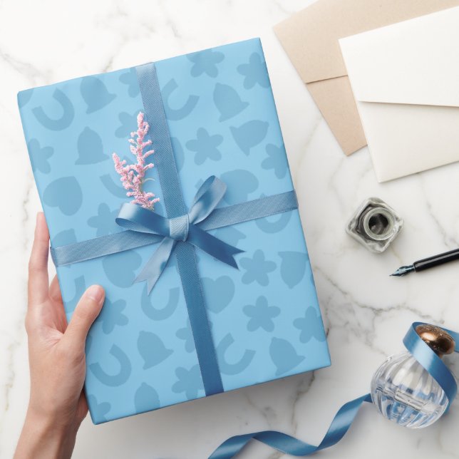 Papel De Regalo Patrón de boda de confeti azul (Regalar)