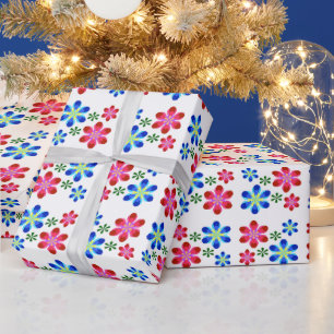 Papel De Regalo Patrón de boda moderno y vibrante con flores power