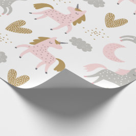 Papel De Regalo Patrón De Boho Gris Gris Rosa Magico Cute Girly De