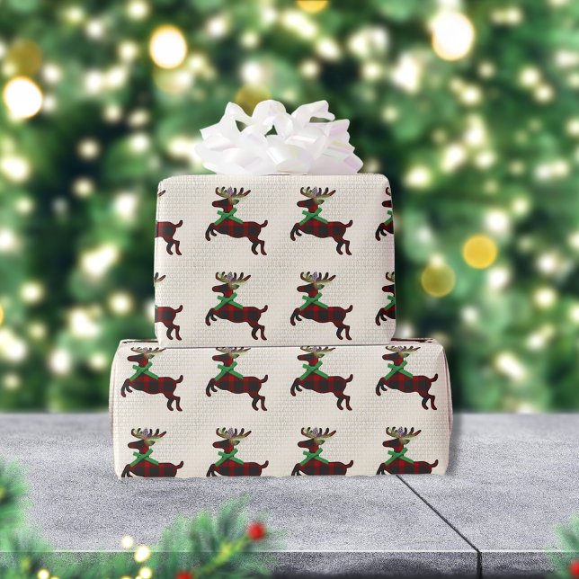 Papel De Regalo Patrón de boho rojo de ciervos rusos (Subido por el creador)