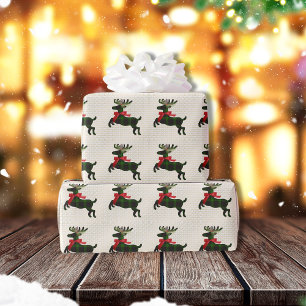 Papel De Regalo Patrón de boho verde de ciervos rusos