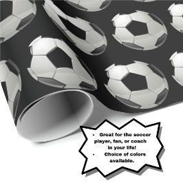 Papel De Regalo Patrón de bola de fútbol divertido en negro