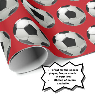 Papel De Regalo Patrón de bola de fútbol divertido en rojo