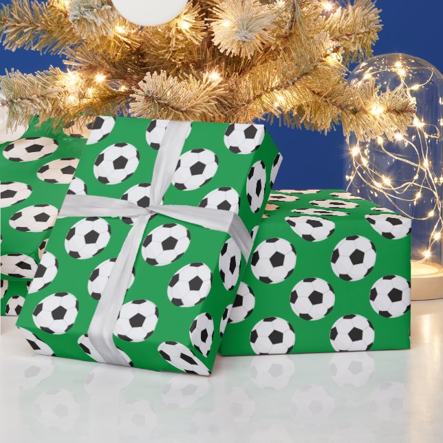 Papel De Regalo Patrón de bola de fútbol verde (Vacaciones)