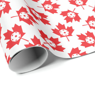 Papel De Regalo Patrón de bola de picnic canadiense blanco y rojo