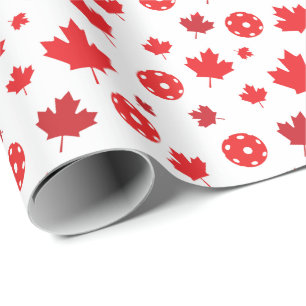 Papel De Regalo Patrón de bola de picnic canadiense blanco y rojo 