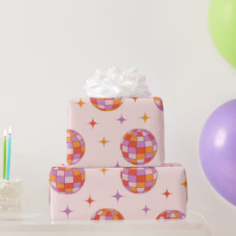 Papel De Regalo Patrón de bolas de discoteca coloridas retro 