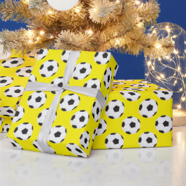 Papel De Regalo Patrón de bolas de fútbol amarillo