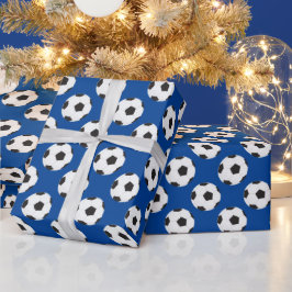 Papel De Regalo Patrón de bolas de fútbol azul