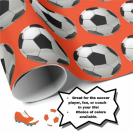 Papel De Regalo Patrón de bolas de fútbol divertidas en Naranja