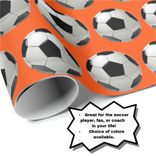 Papel De Regalo Patrón de bolas de fútbol divertidas en Naranja