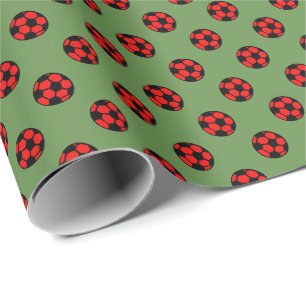 Papel De Regalo Patrón de bolas de fútbol rojo