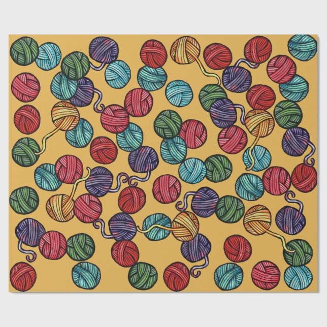 Papel De Regalo Patrón de bolas de hilo de arcoíris                (Superficie plana)