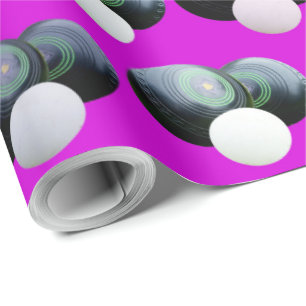 Papel De Regalo Patrón De Bolos De Césped Rosado Y Negro,