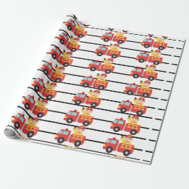Papel De Regalo Patrón de bomberos y camiones de bomberos