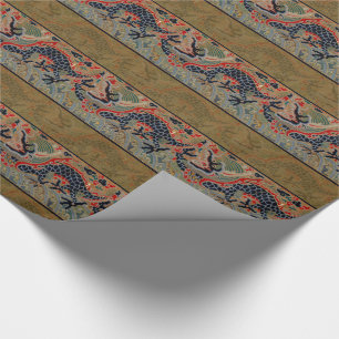 Papel De Regalo Patrón de bordado en seda de dragón chino antiguo
