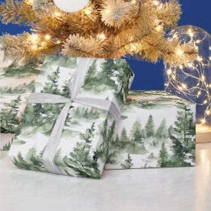 Papel De Regalo Patrón de bosque acuático de invierno