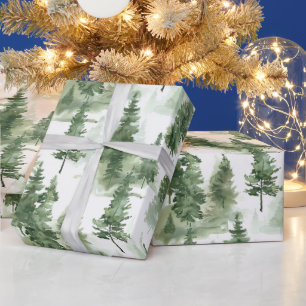 Papel De Regalo Patrón de bosque acuático de invierno