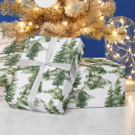Papel De Regalo Patrón de bosque acuático de invierno